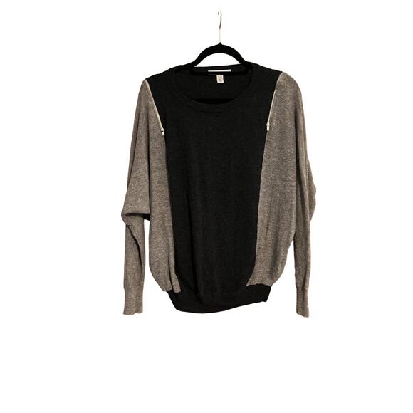 Autumn Cashmere Women's Colorblock Zip-Shoulder Cashmere Sweater Long Sleeve S - Picture 2 of 9